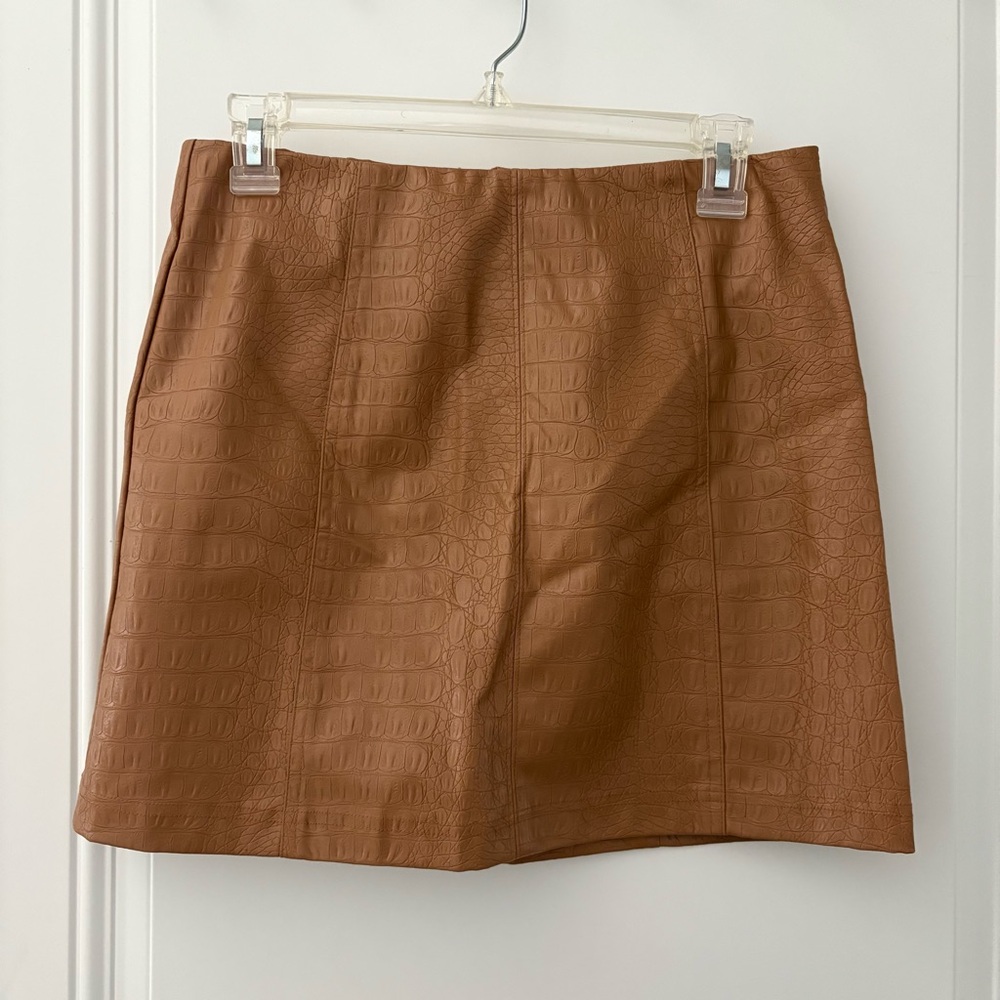 Faux Leather Snake/Gator Skin Textured Skirt
